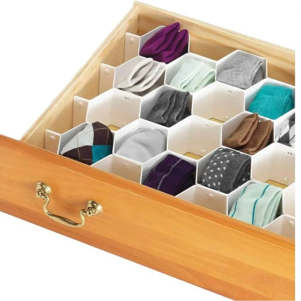 3 Pack Honeycomb Drawer Organizer Plastic Partition Closet Drawer Dividers